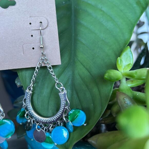Silver/Blue Green Dangle Erica Lyons Fashion Earrings $16ea / 3 for $25 - Picture 8 of 9